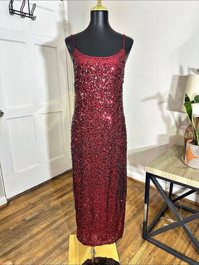 Red Sequin Maxi Dress Like New